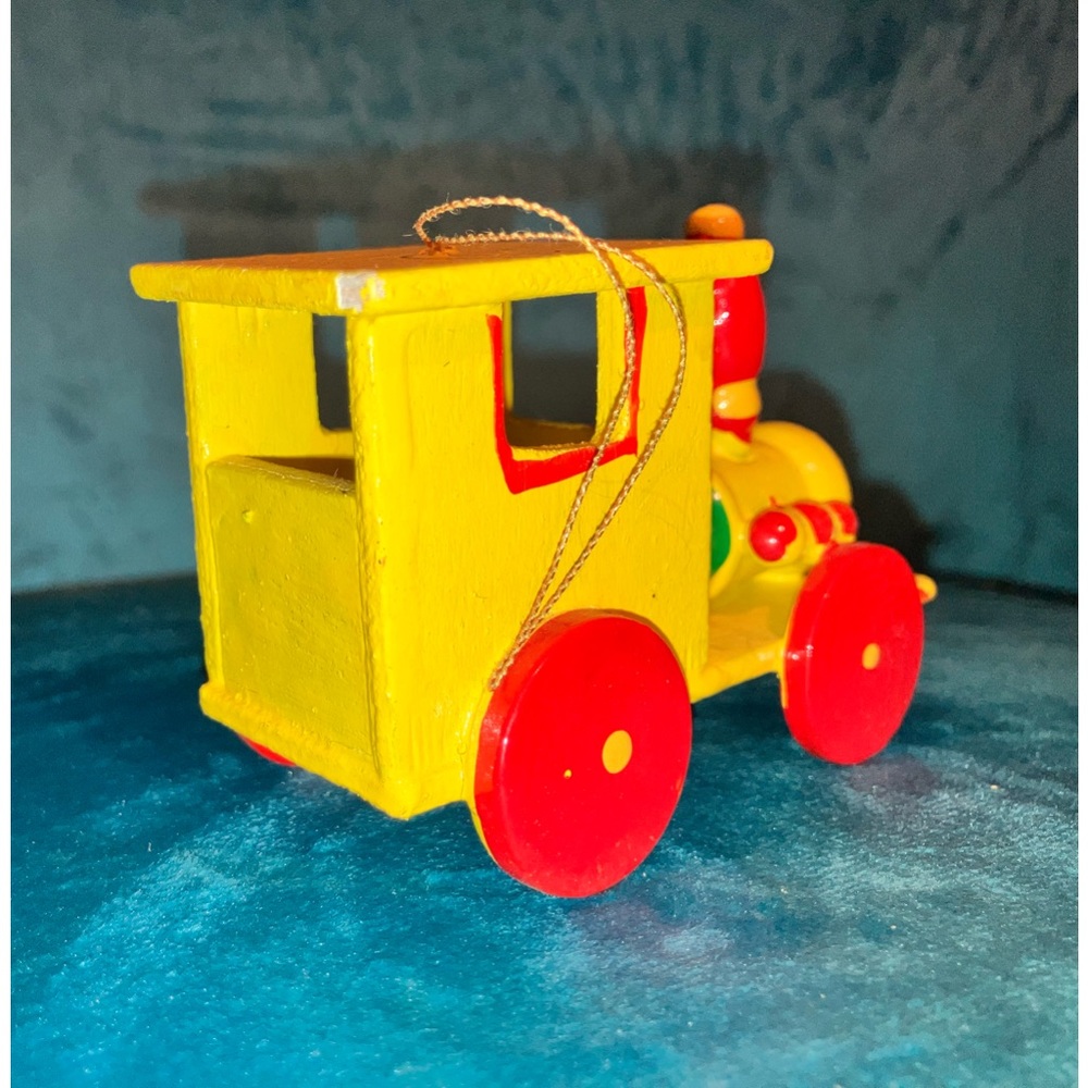 Vintage Wooden Train Engine Ornament
